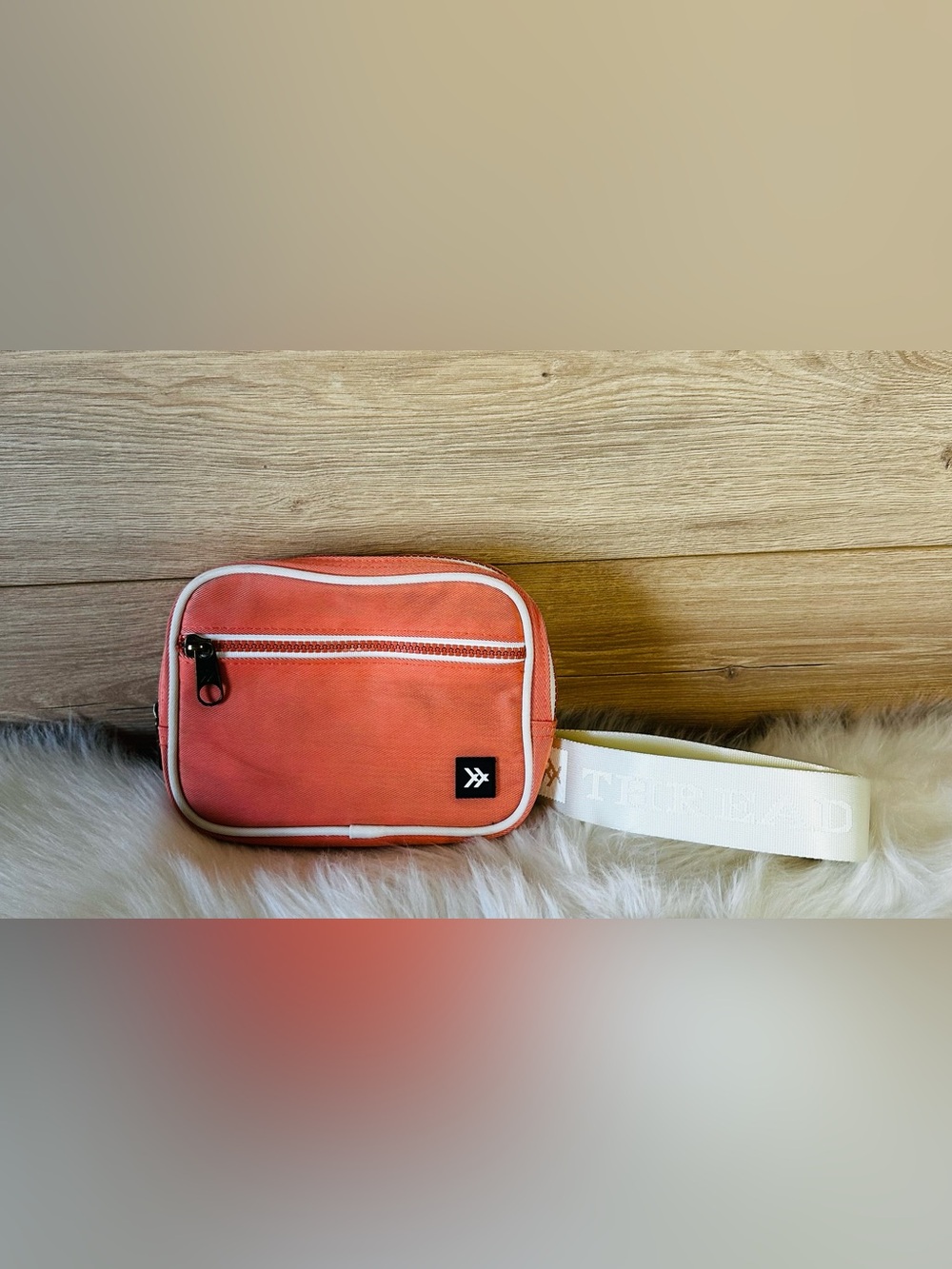 Coral Crossbody Bag with White Strap by Thread